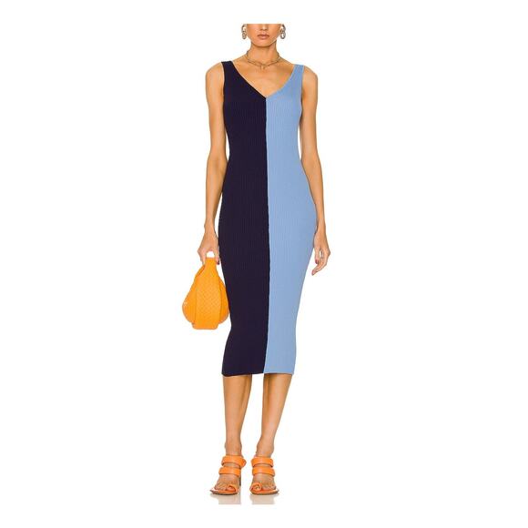 Staud �Dana Dress� Navy & Sky Cotton Blend Mini Dress Size S - Picture 1 of 4